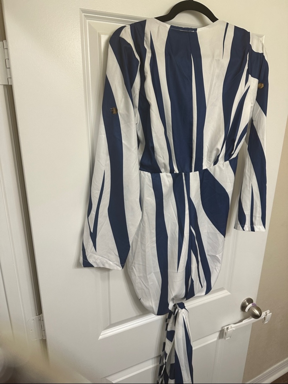 White & Navy Striped Wrap Shirt-Dress-Small- NWT - Picture 5 of 8
